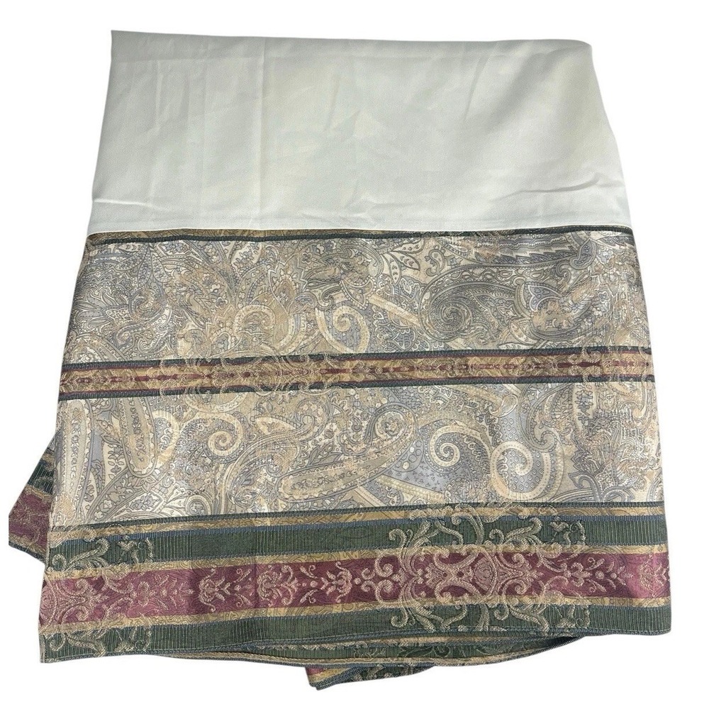Croscill Dover Manor Damask Bedskirt Full Paisley‎ Green Gold Split Corner 14"